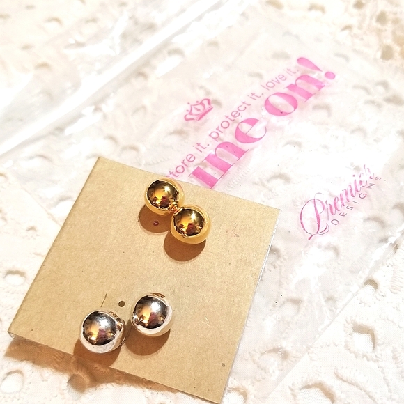 NEW Premier Designs TWO PAIR 10mm Classic Ball Bead Earrings - Picture 4 of 4